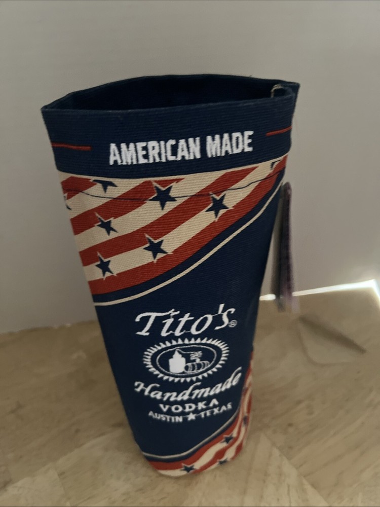 Tito’s Handmade Vodka Austin Texas Canvas Bottle Bag Drawstring Top Flat Bottom