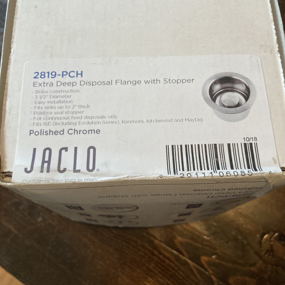 Jaclo Extra Deep Disposal Flange with Stopper 2819-PCH Polished Chrome