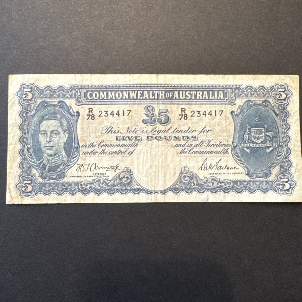1941 Australia £5 Banknote Five Pounds