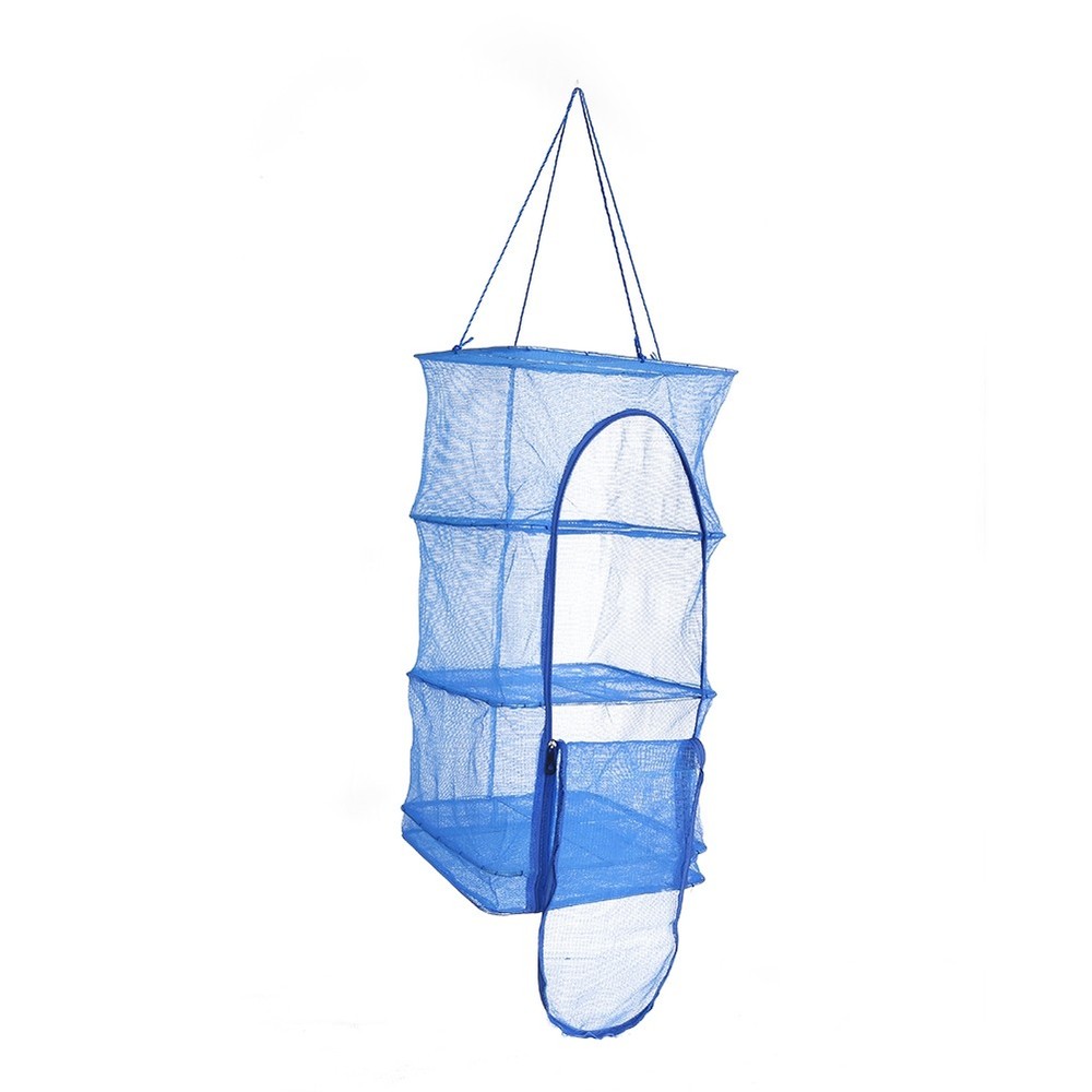 4 Layers Hanging Dry Net Mesh Zipper Opening Blue CJMA