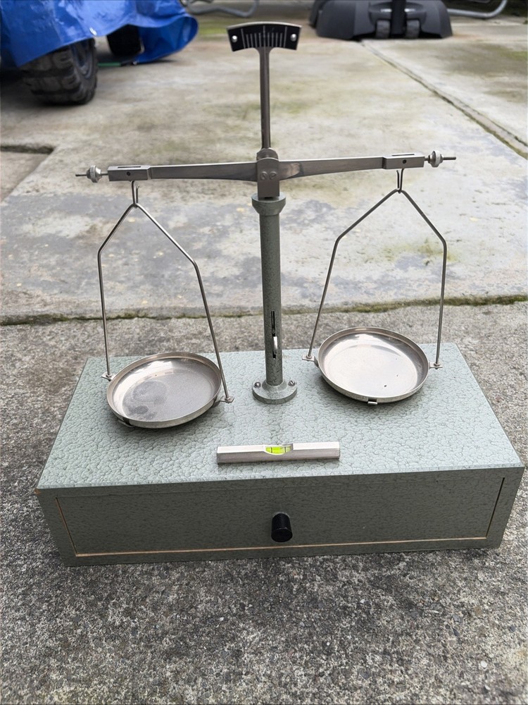 Vintage Equal Arm Scale & Weight Set, West Germany Complete