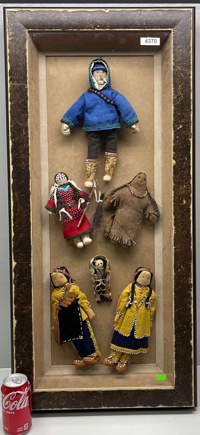 Native American dolls in shadowbox Kachina Indian Lot Collection Display Tribe