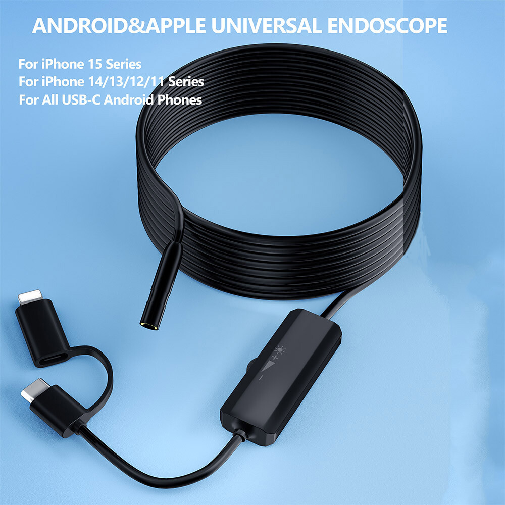 10M Snake Borescope Endoscope 8mm Inspection Camera for iPhone 15 14 Android iOS