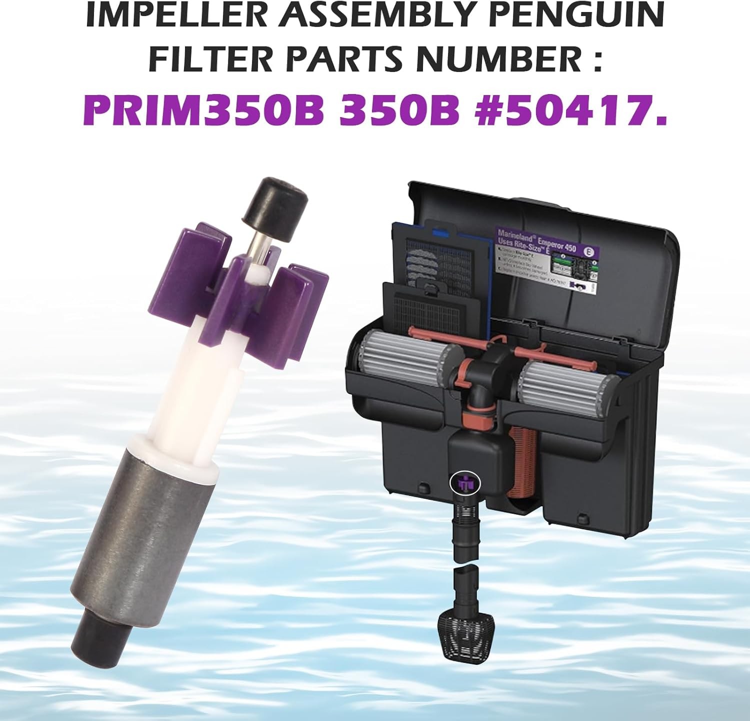 PRIM350B 350b Impeller Assembly Penguin Filter Parts Replacement Purple Black