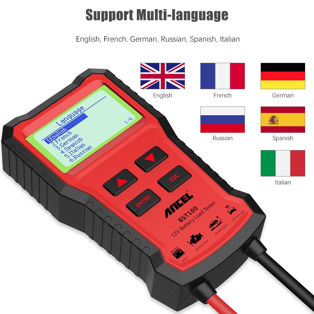 ANCEL BST100 12V Auto Battery Load Tester Analyzer Cranking Charging Test Tool