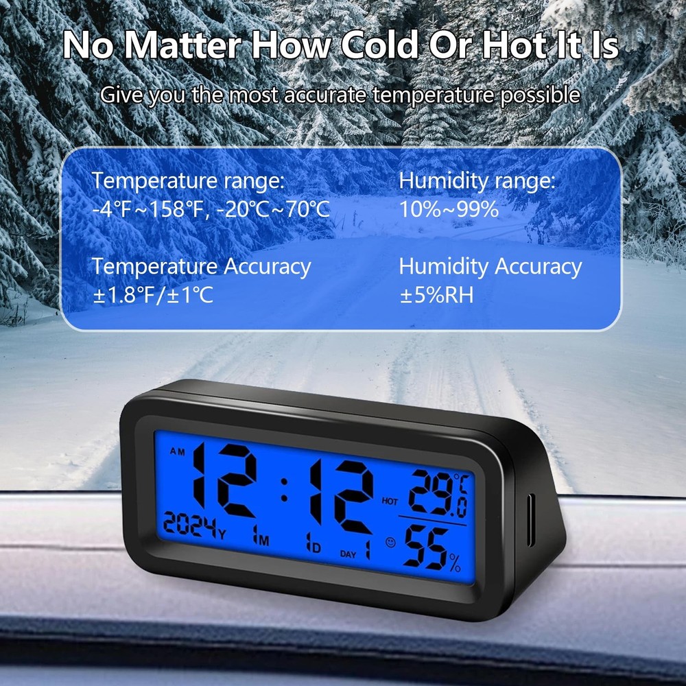 Timloon Car Dashboard Clock with Automatic Backlight at Small, Black