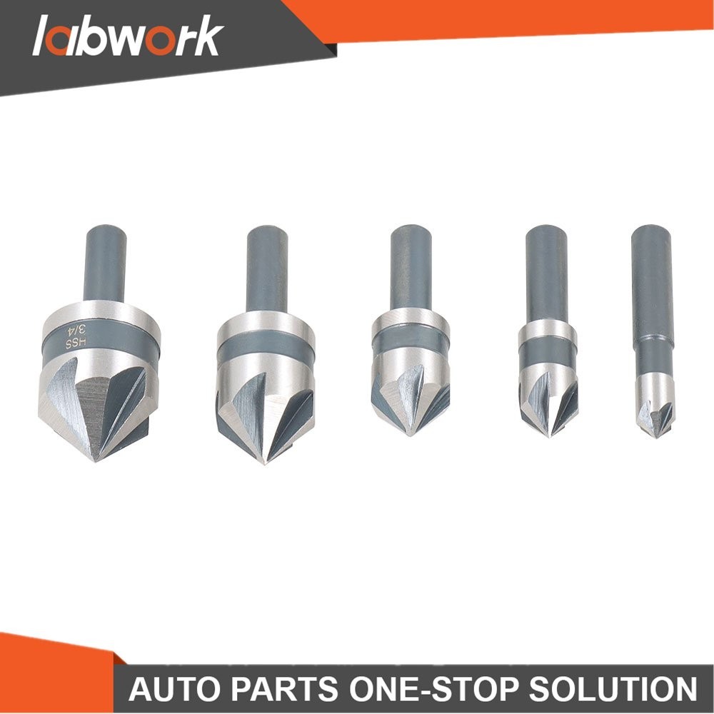 Labwork 5 Pack High-Speed Steel For Metals Wood Countersink Drill Bit Set