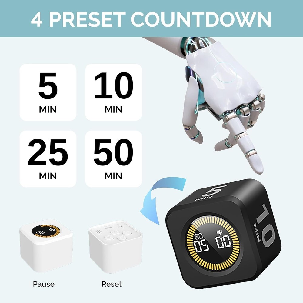 Pomodoro Timer Visual - Productivity Pomodoro Cube, 5/10/25/50 Min Countdown ...