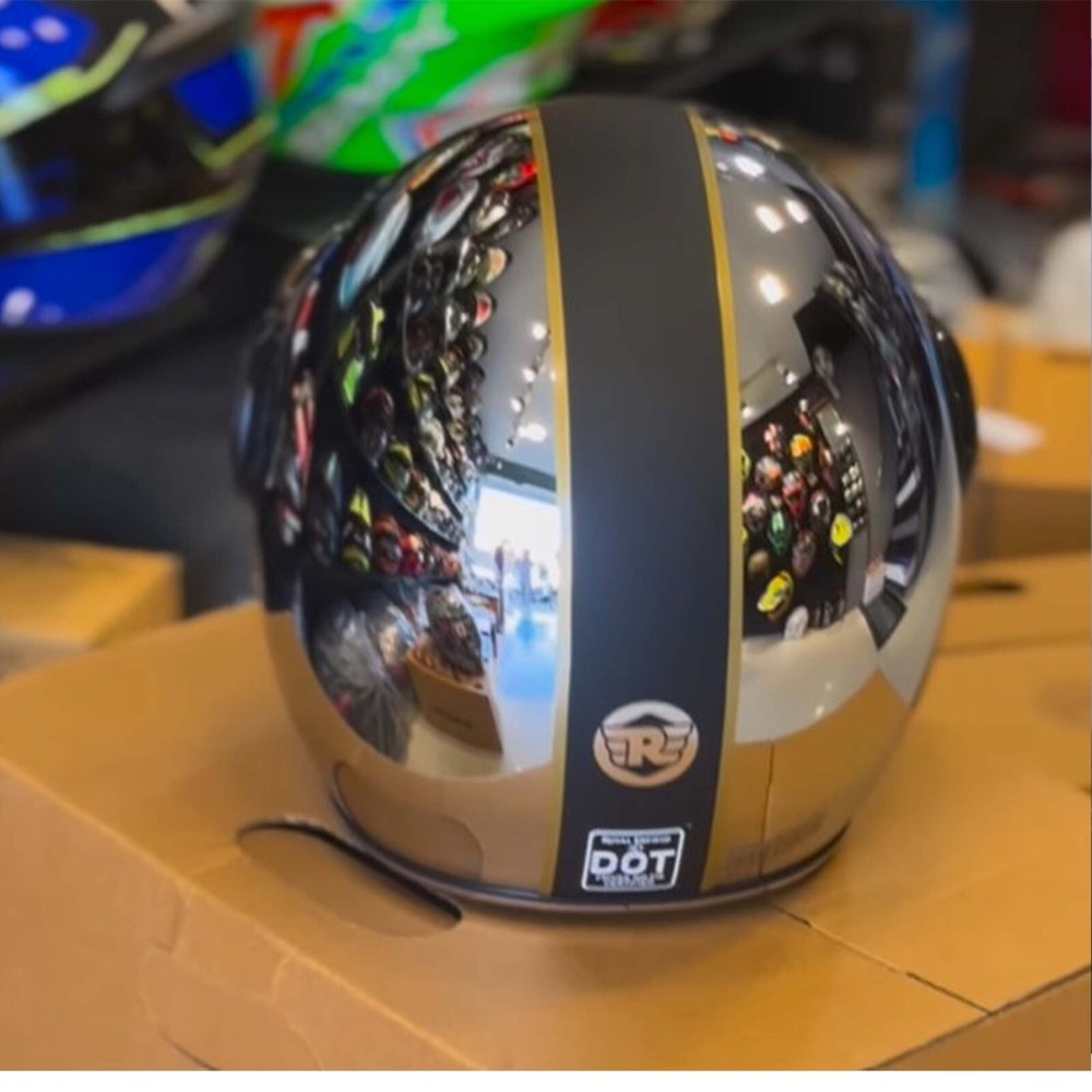 ROYAL ENFIELD CHROME BLACK OPEN FACE HELMET