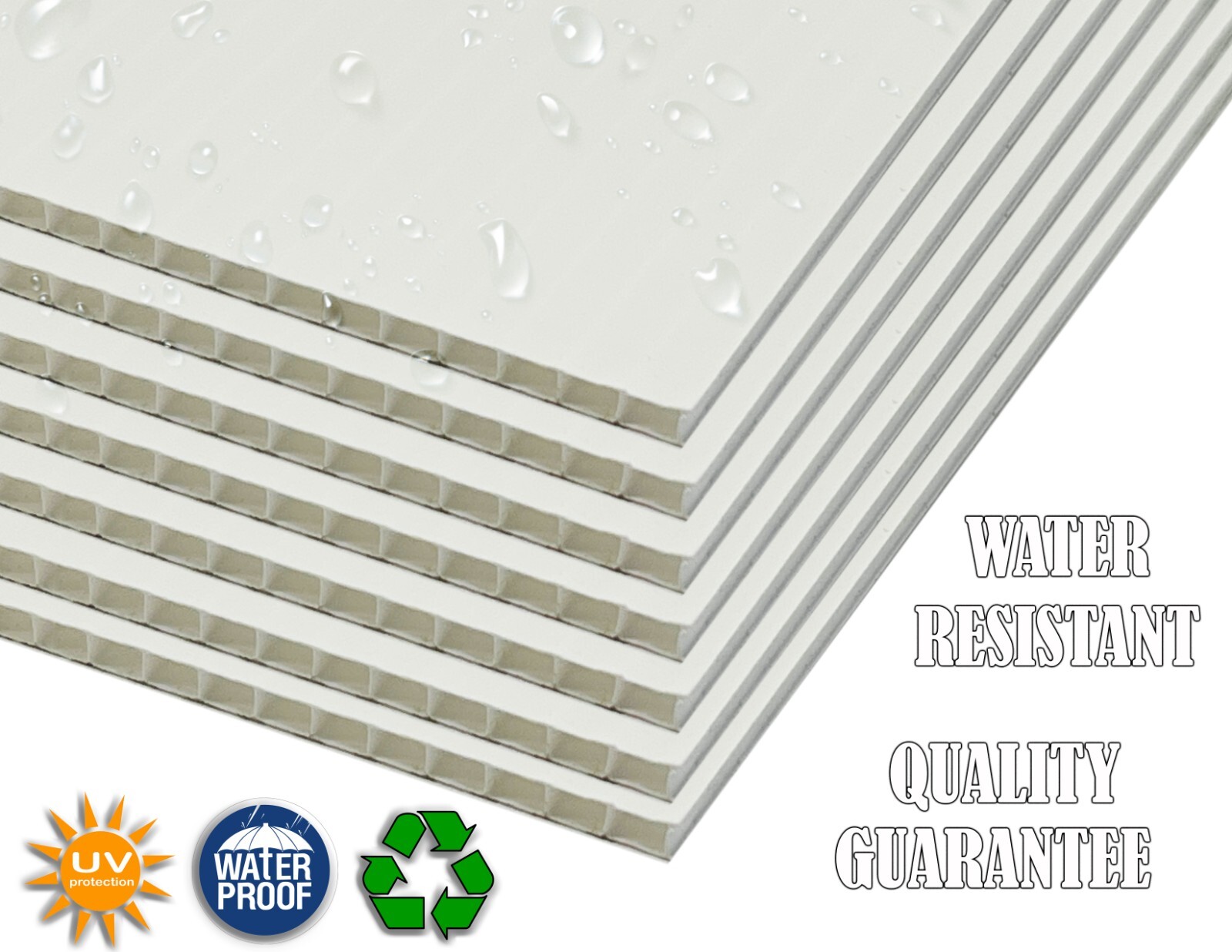 4mm Corrugated White Plastic Sheets 18x24 24x36 24x48 36x36 Coroplast Sign SALE