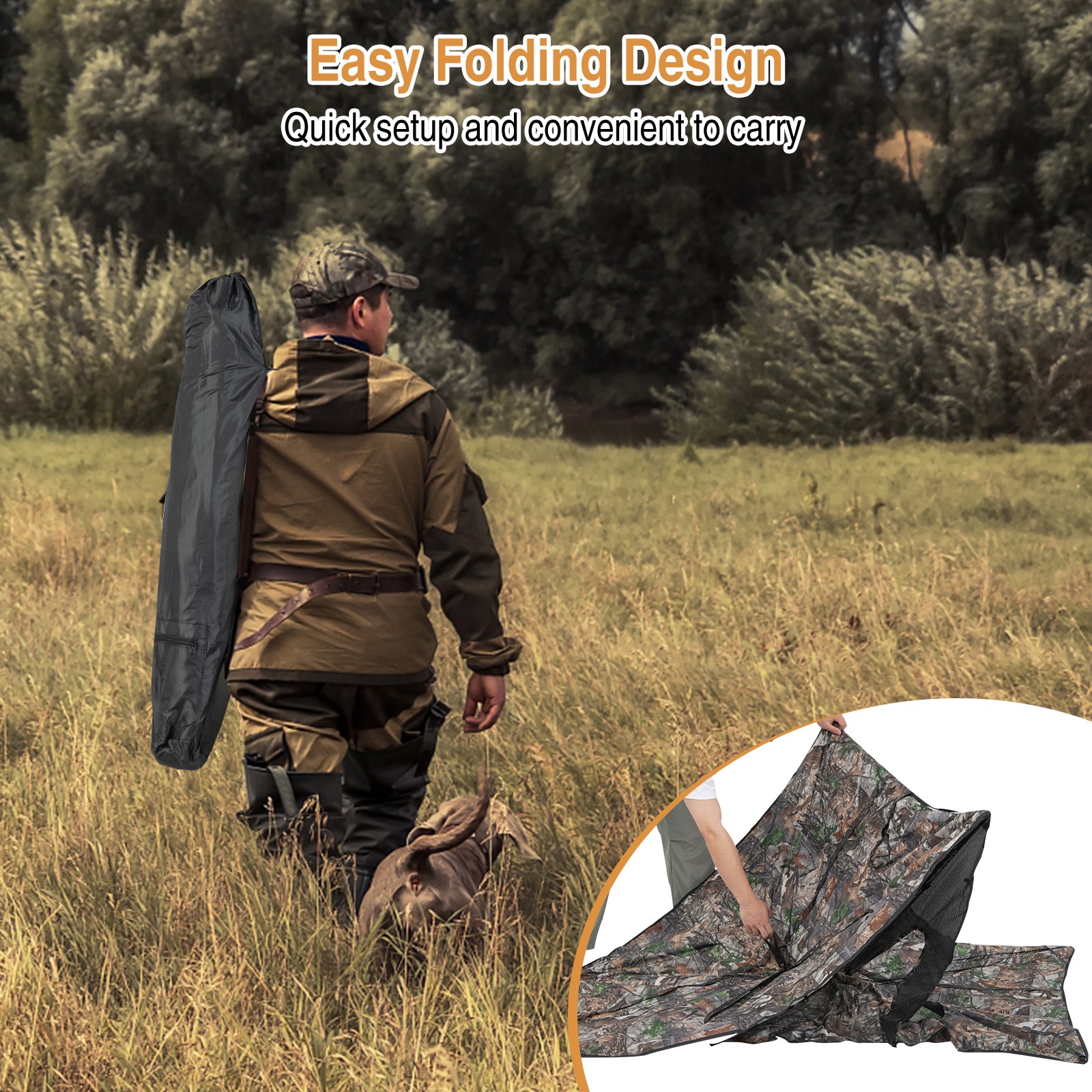 Turkey Hunting Ground Blind 2-Panel Pop Up Fence with 3 Shoot Through Ports