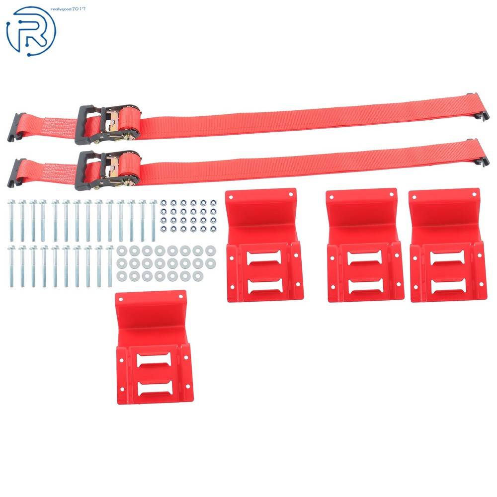 Durable E Track Wheel Chock System 8' Red Ratchet Tie Down Straps Secure Cargo