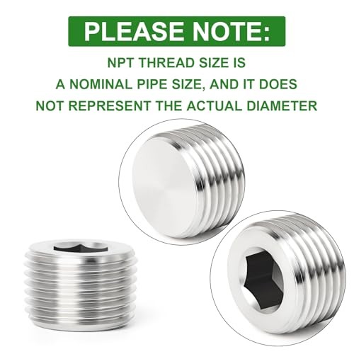20PCS 304 Stainless Steel Socket Pipe Plug 3/8" MNPT-20Pcs Internal Hex Thread