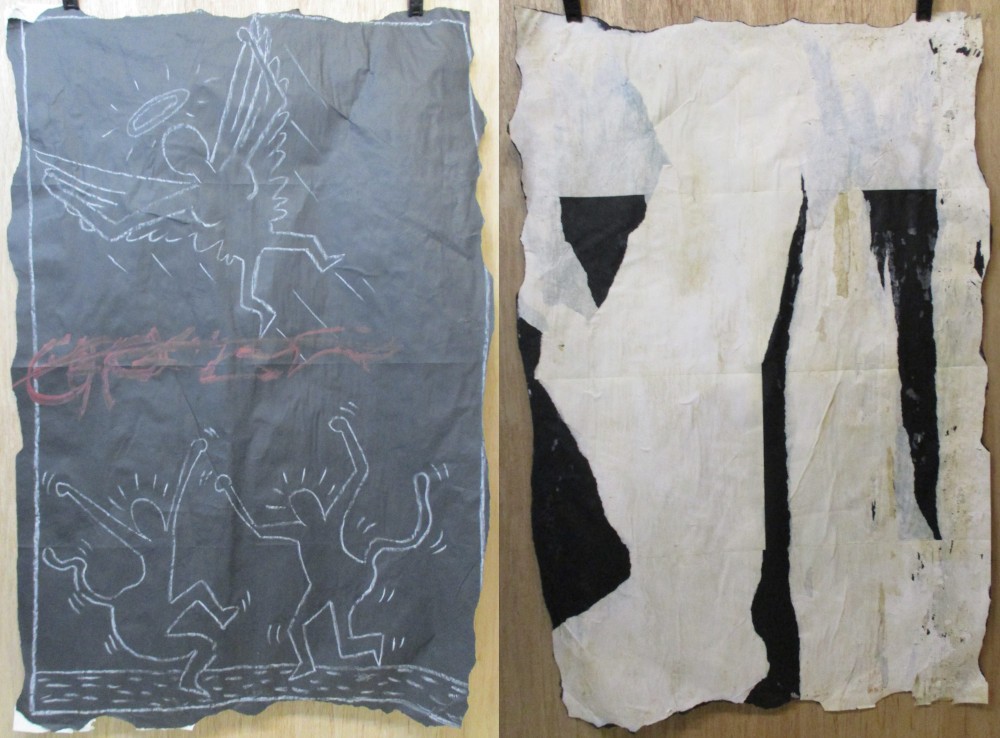 SUBWAY DRAWING chalk on black paper NYC 1980s Street Art Graffiti - KEITH HARING