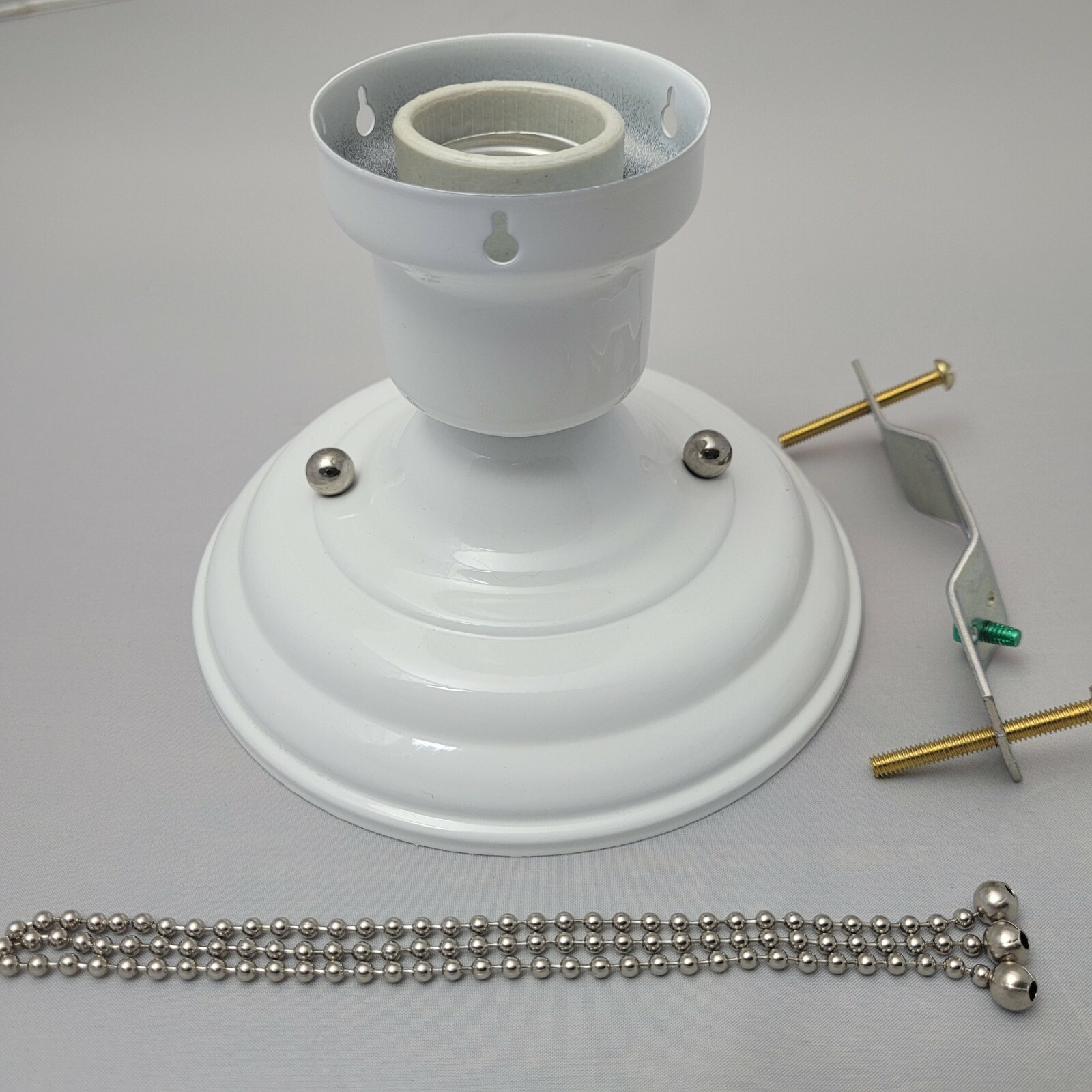 LOOK!!!  NEW WHITE 3-CHAIN LIGHT FIXTURE -VINTAGE ART DECO SHADE Three Chain