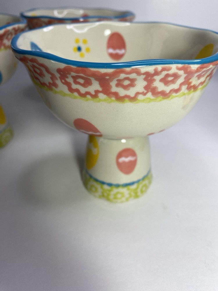 Easter - Temp-tations “Egg Hunt” Pattern Ice Cream Bowl W/spoons (4)