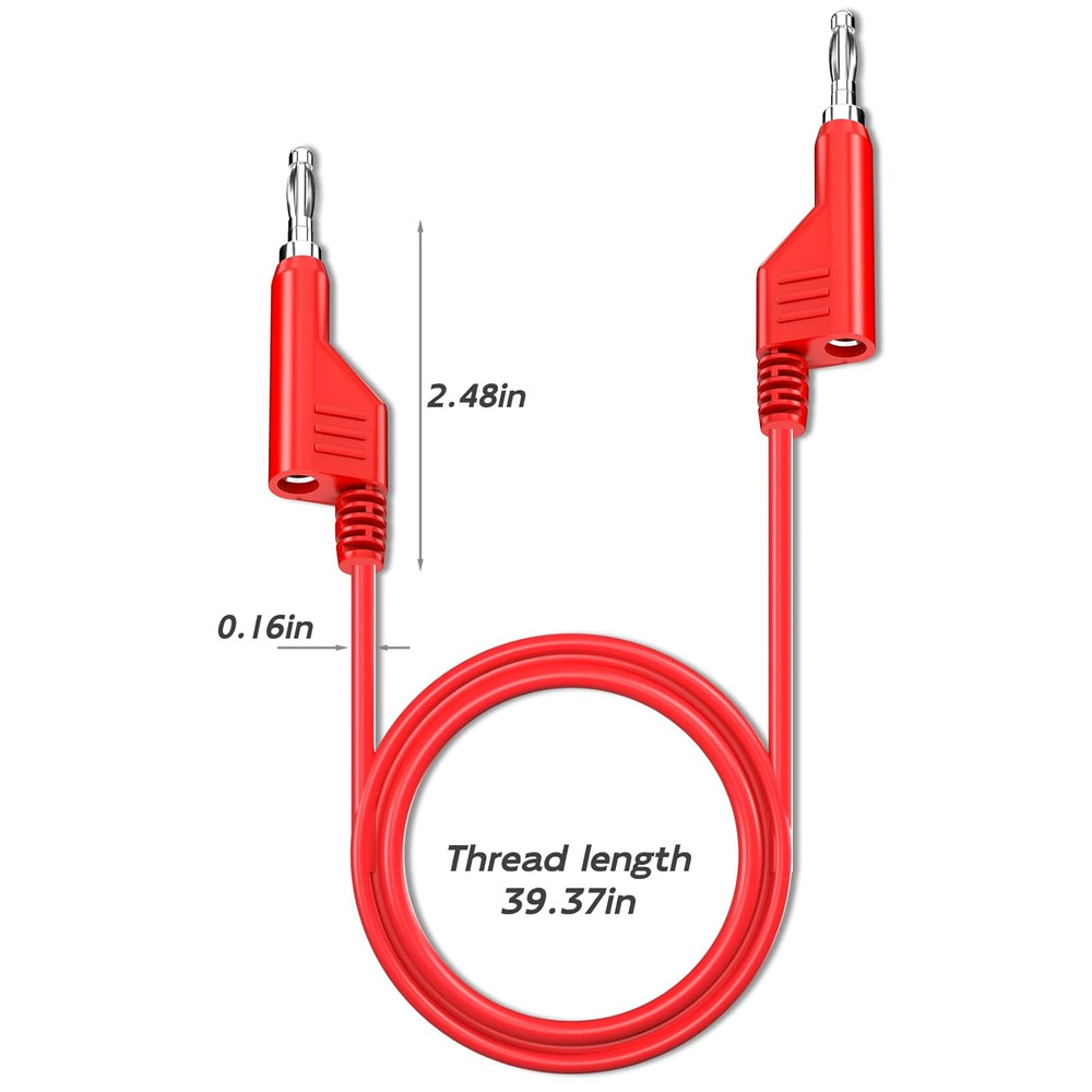 Stackable Banana to Banana Plug Test Leads 2PCS Soft Electrical Test Cable Wire