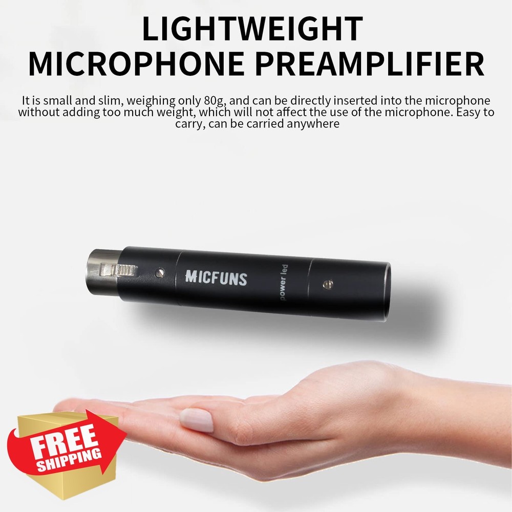 Micfuns M1 Black Mic Preamplifier 28dB Gain Dynamic Passive Mic