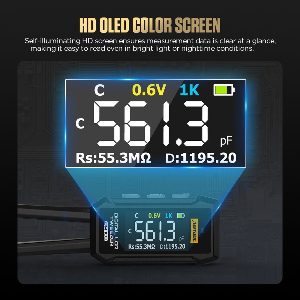 Smart Tweezer LCR ESR SMD Test Ohm Capacitance Inductance D/Q Values Diode Test
