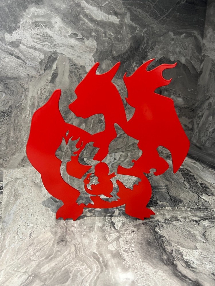 Charizard evolution -Laser cut steel - powder coated Red