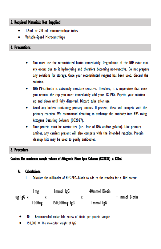 Attogene Protein Biotinylation Kit