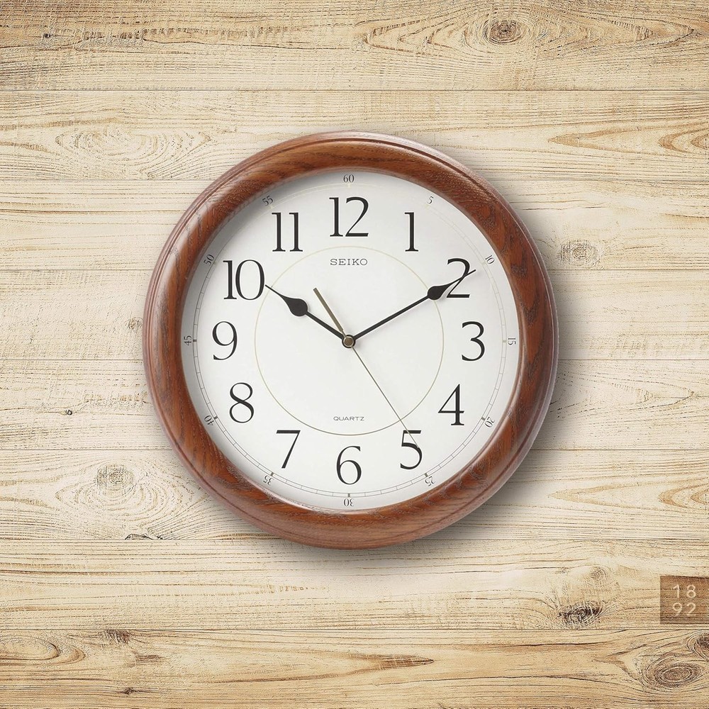 Wall Clock Quiet Sweep Second Hand Dark Brown Solid Oak Case