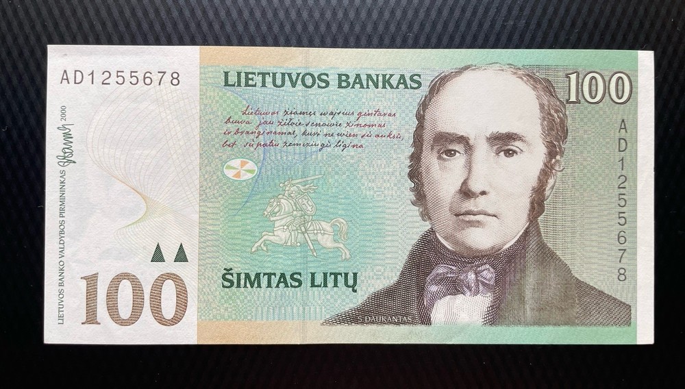 LITHUANIA 100 LITU 2000 P-62 CU Prefix AD
