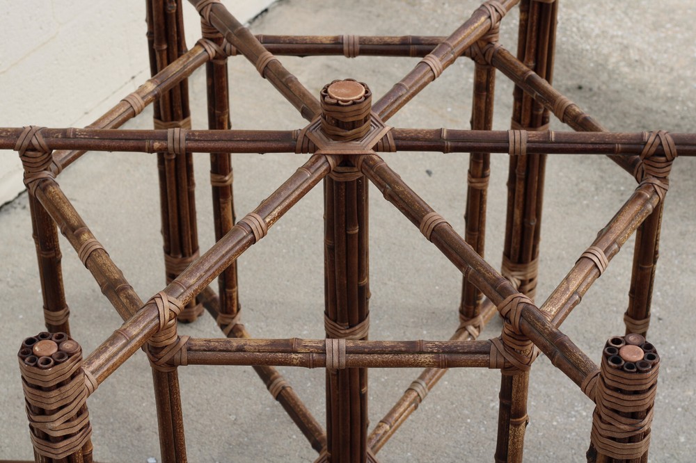Authentic McGuire Hexagonal Bamboo Rattan Organic Modern Dining Table Base