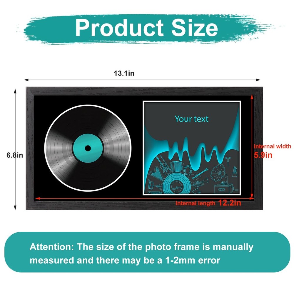 CD Display Frame 13x7 Inch, Shatter-Resistant Solid Wood Case for Signed Disc...