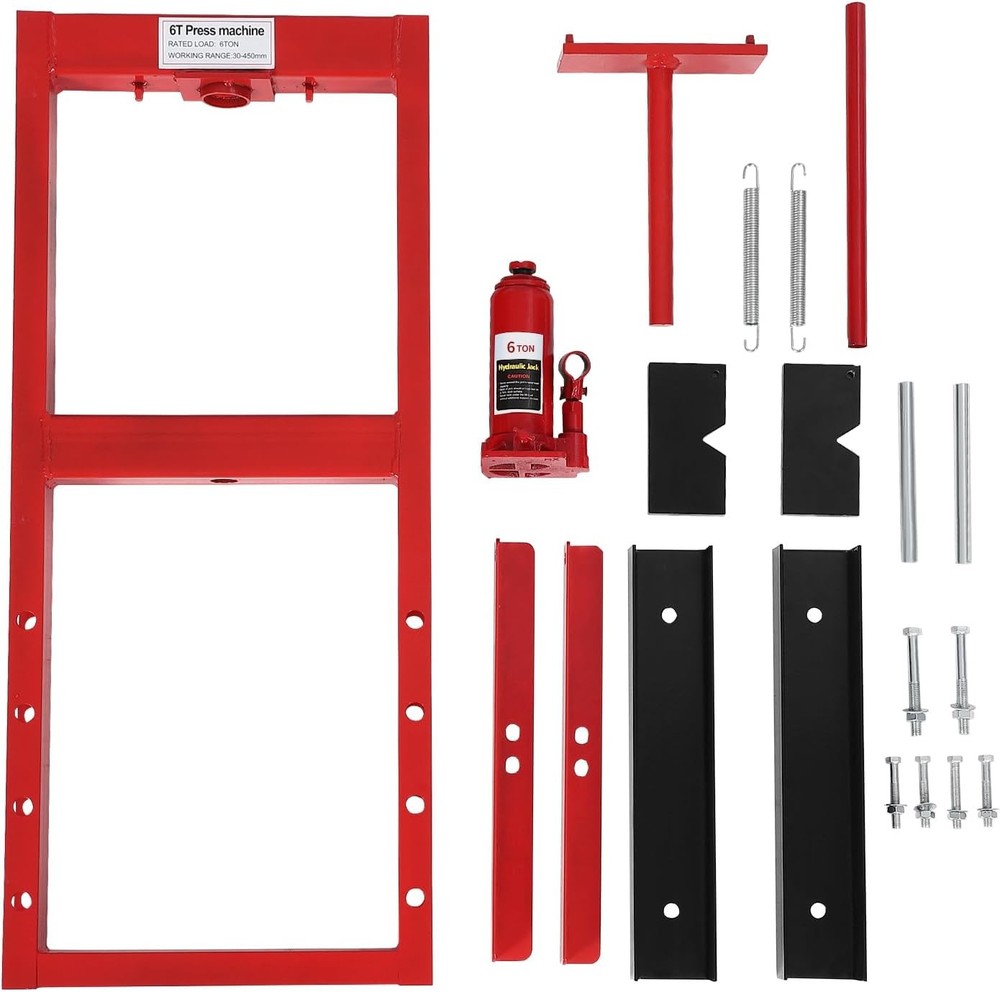 Garage Workshop 6 Ton Hydraulic Shop Press w/ Moveable Table & Return Springs