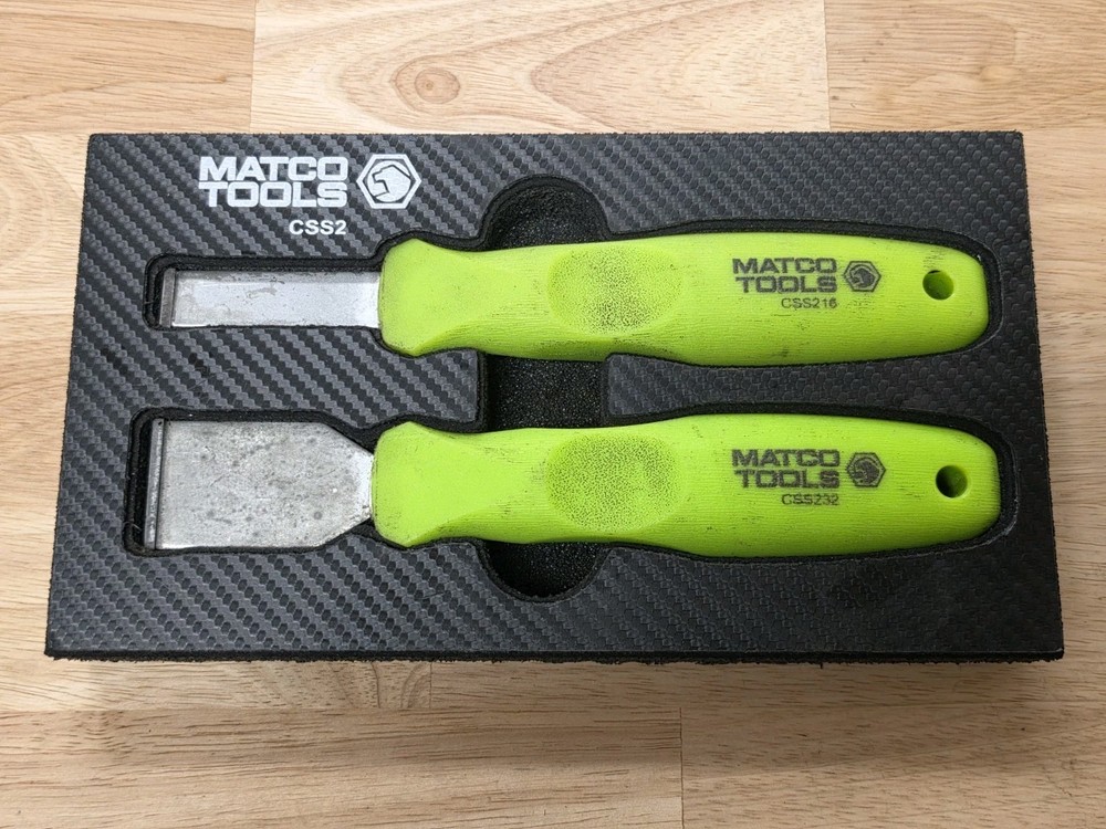 Matco Tools CSS2 Carbon Scraper Set Green Plastic Handles 2 Pieces