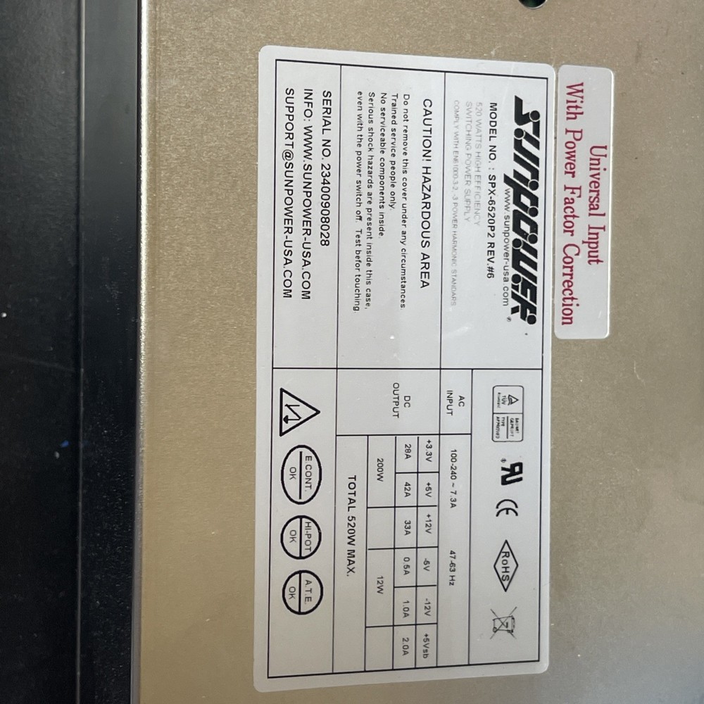 Sunpower SPX-6520P2, Rev 6 Power Supply