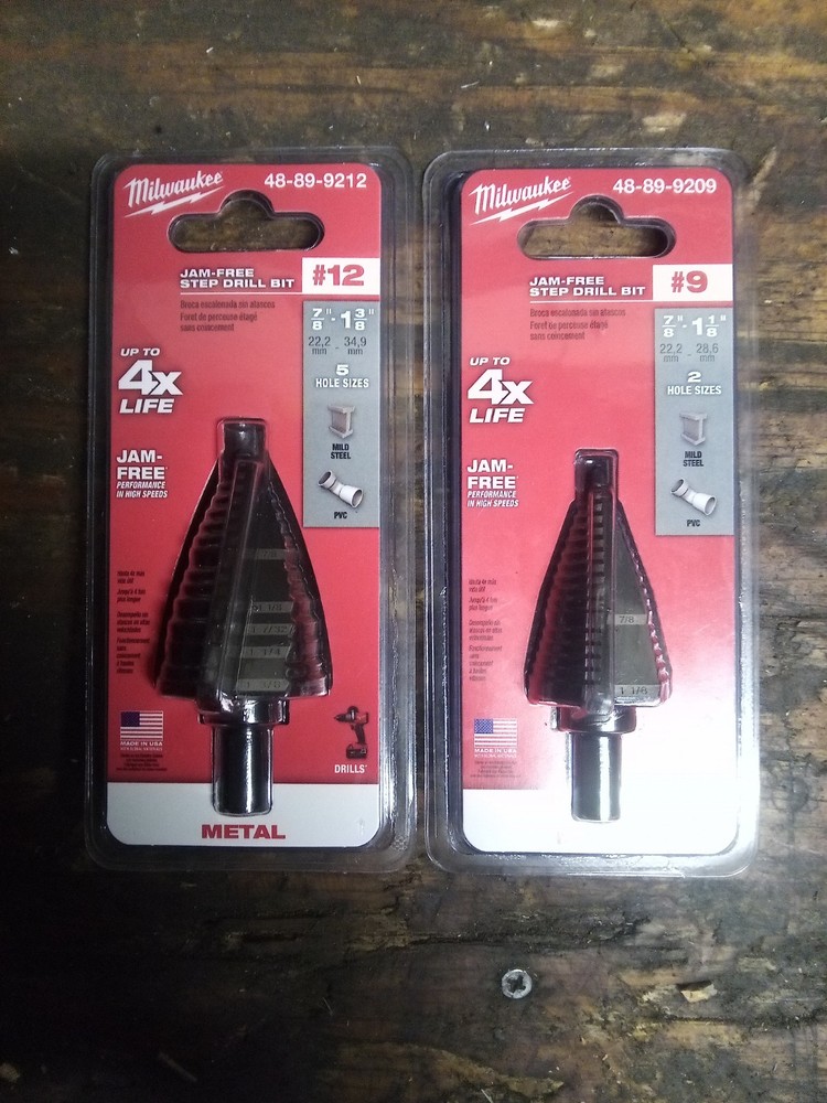 Milwaukee Step Drill Bits #9, #12