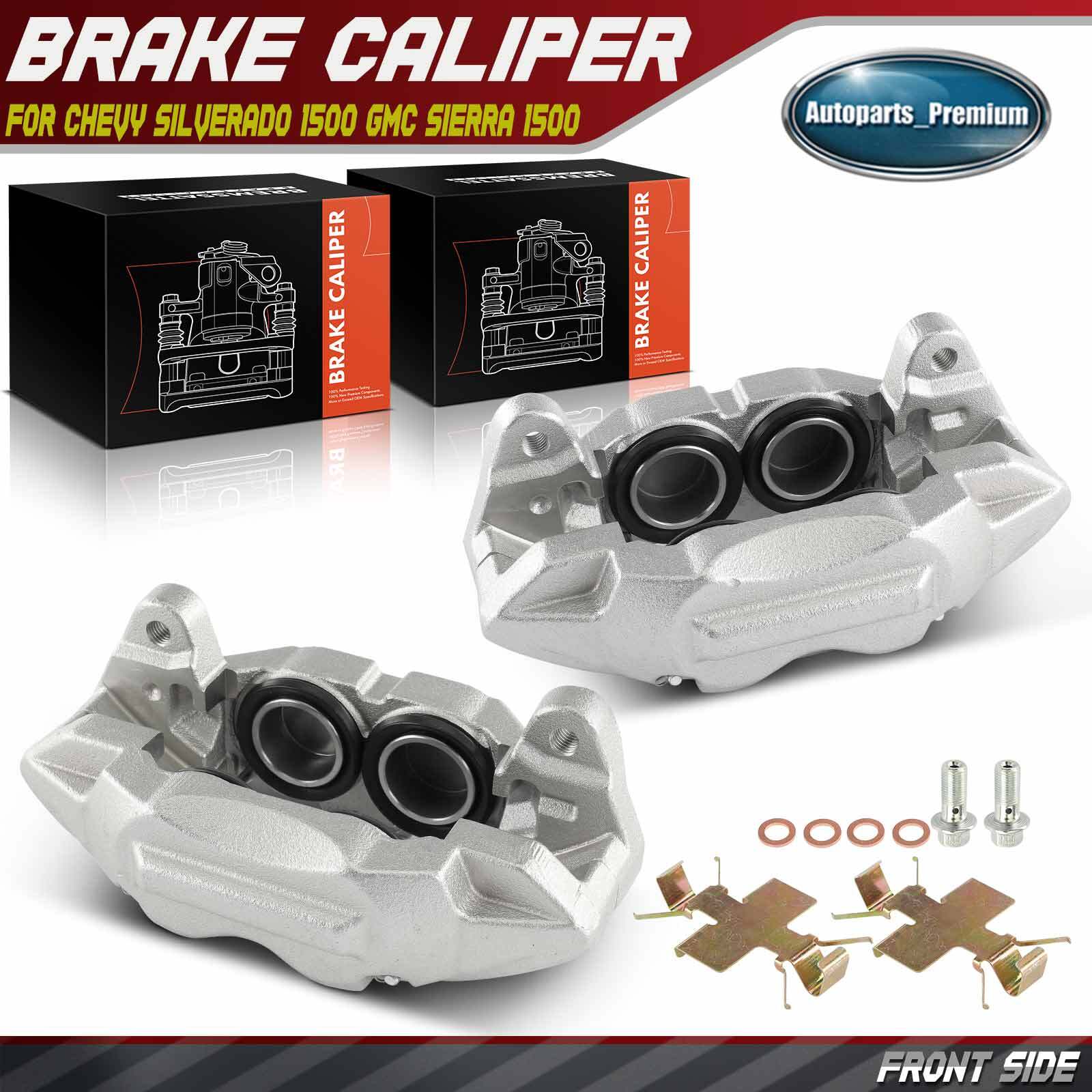 Pair Front Brake Calipers w/ Bracket for Chevy Silverado 1500 19-24 GMC Sierra