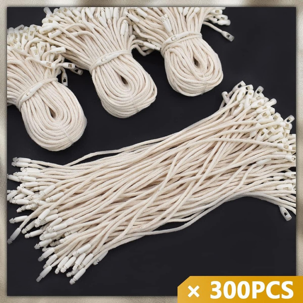 300x Hang Tag String Rope with Snap Lock Pin Loop Fastener Hook Ties for Clothes