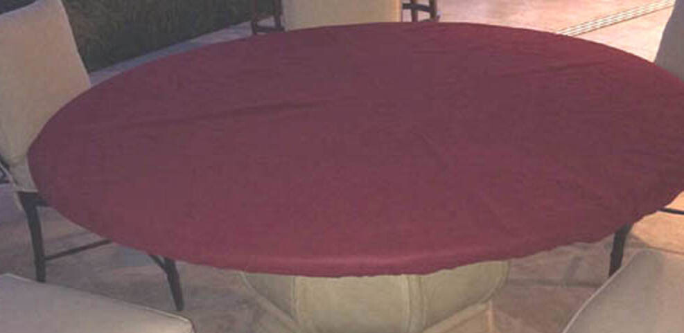 ruby red Poker Felt Table cover fits 60" round with elastic edge - MTO - fs