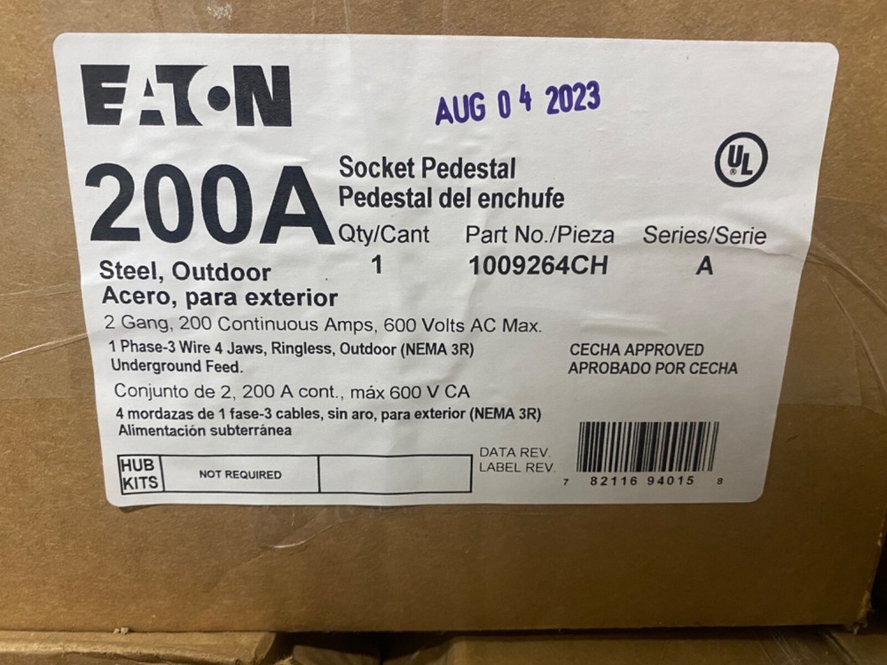 200 amp New Eaton meter pedestal.