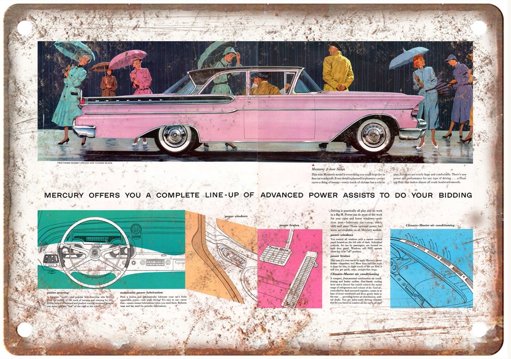 1957 Ford Mercury Vintage Auto Ad Retro Look Reproduction Metal Sign AM4024