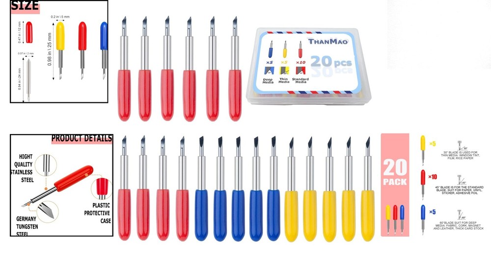 Precision Carbide Replacement Blades (20 Pcs) for Explore Air 2, 3 & Maker