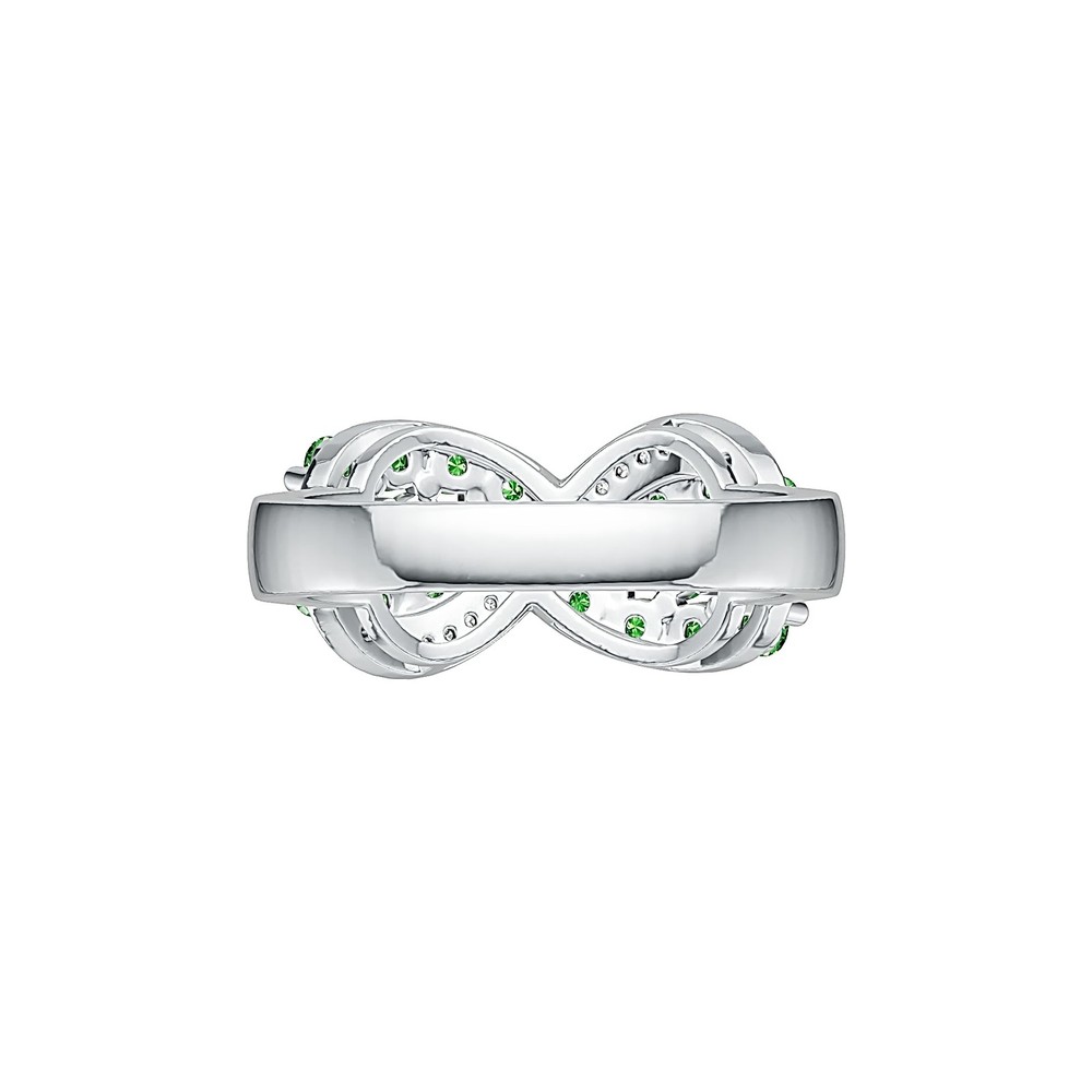 Sterling Silver Ring Infinity intertwining Love Theme with White Topaz
