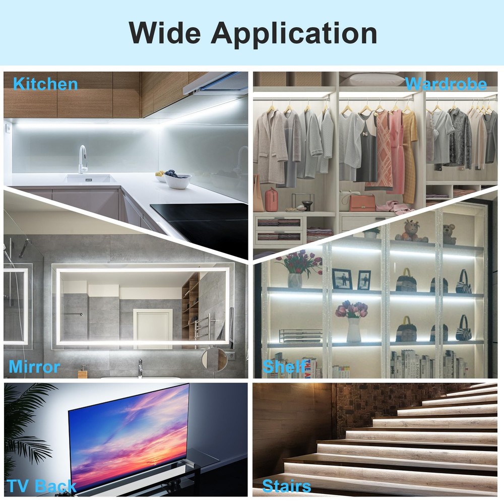 Under Cabinet Lights Kit 10 PCS Motion Sensor LED Strip Remote Dimmable Timer