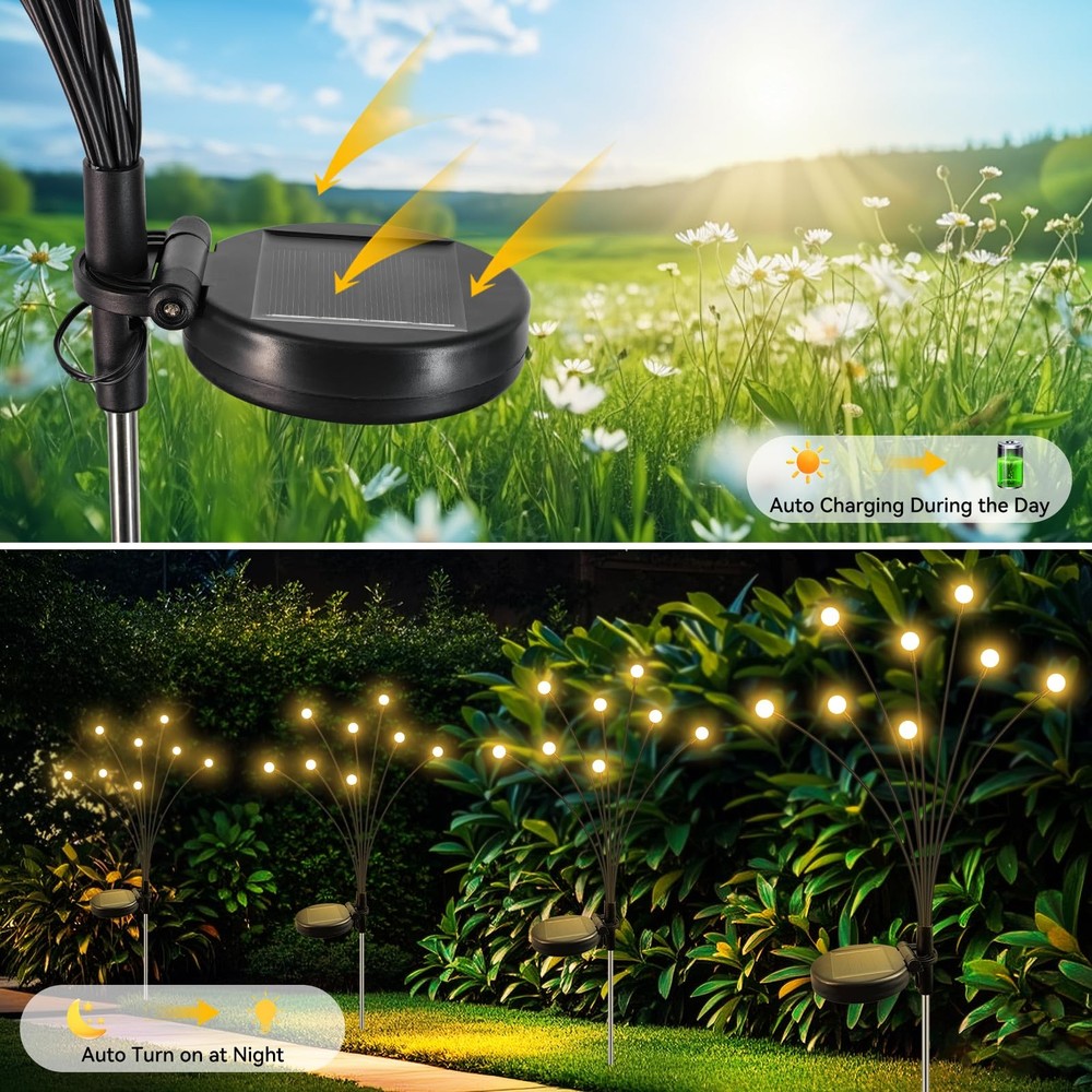 Solar Garden Lights 8 LED, 2 Pack