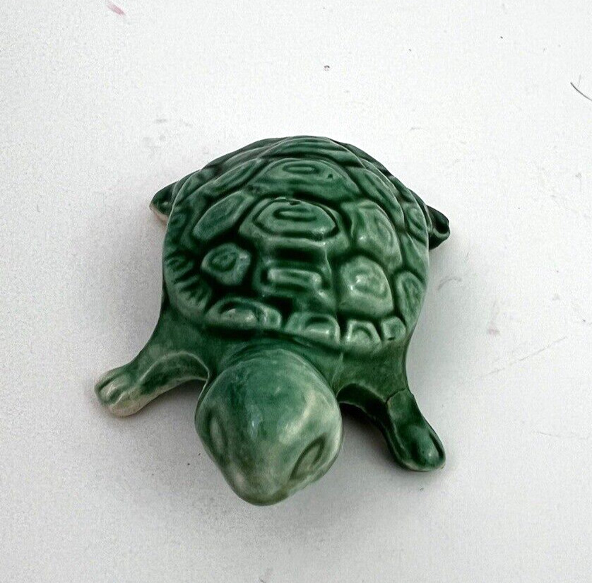 Vintage Ceramic Green Turtle Figurine