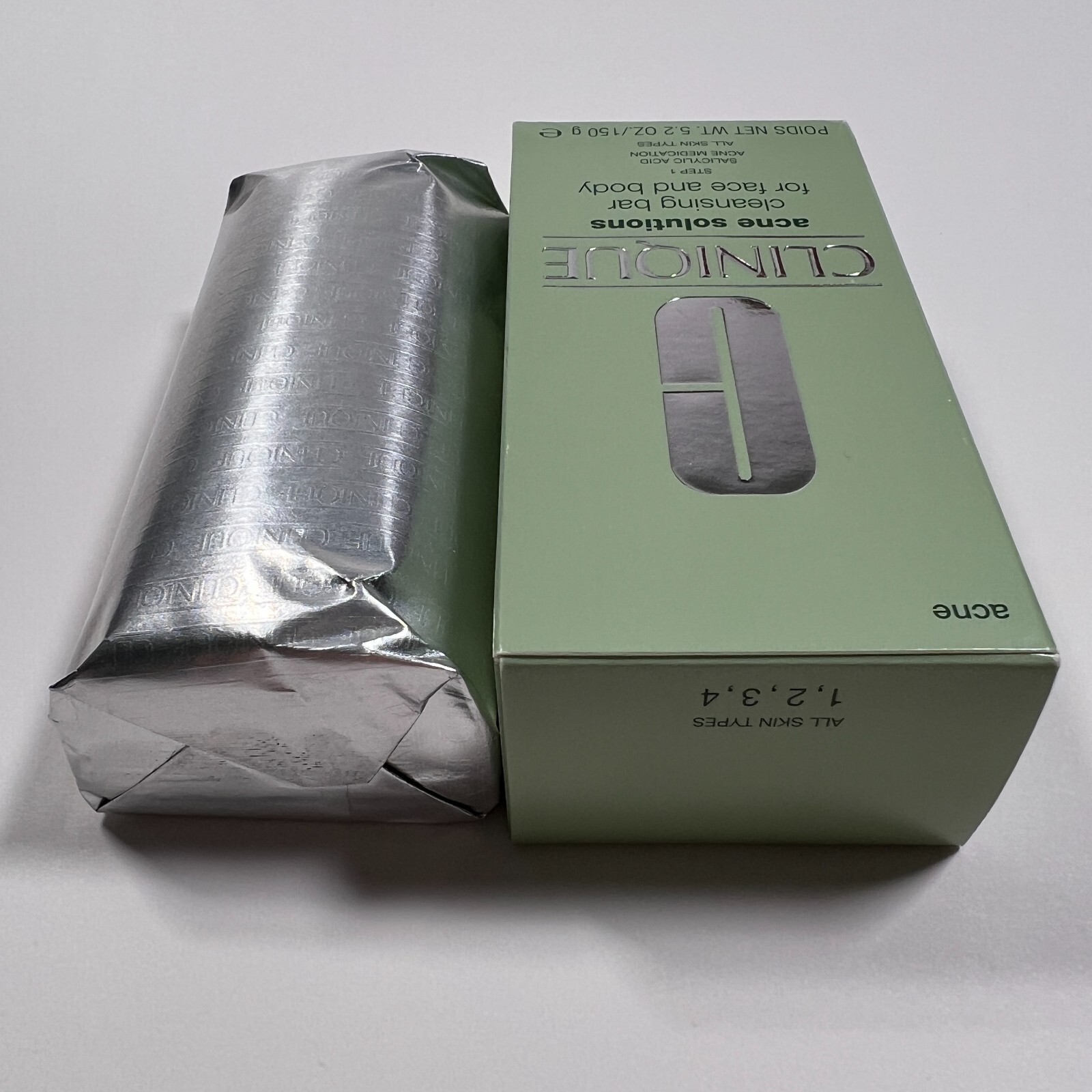 Clinique Acne Solutions Cleansing Bar Soap For Face and Body Full Size 5.2 oz