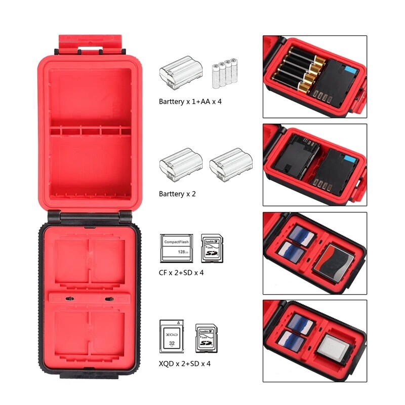 LENSGO D910 Battery Storage Case Waterproof AA SD CF XQD Memory Card Storage Box