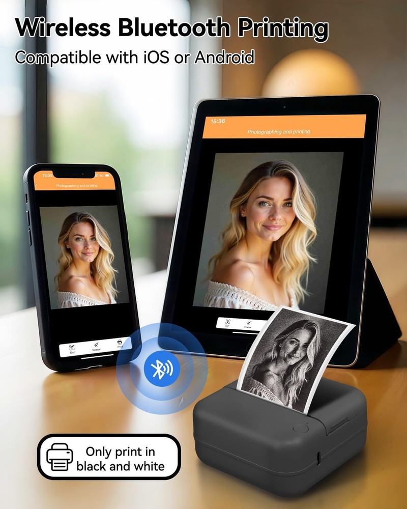 Aptika Sticker Printer - Print Pod 2.0 Mini Printer with 14 Rolls Sticky Pape...