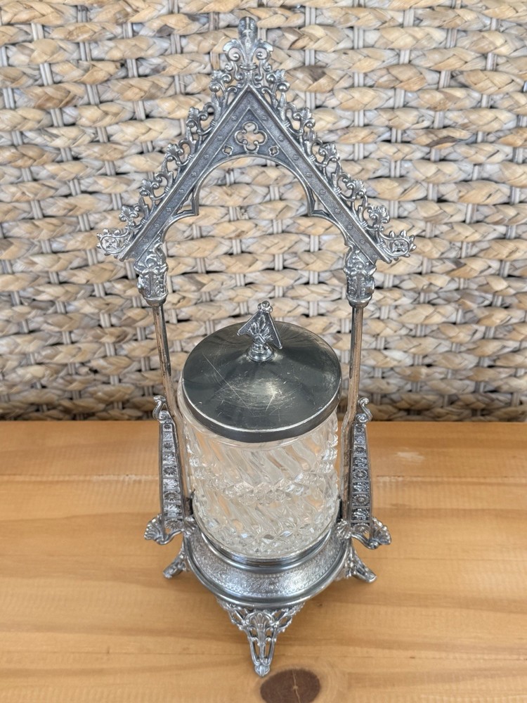 Reed & Barton 1280 Silver Plated Pickle Caster Serving Jar *READ*