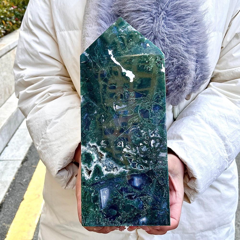 4.71LB Water grass agate wide column obelisk sample column