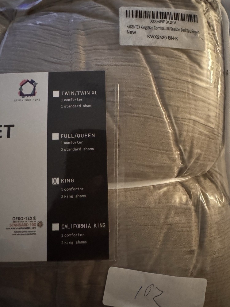 KASENTEX COMFORTER SET SOFT & COZY SIZE KING COLOR BROWN