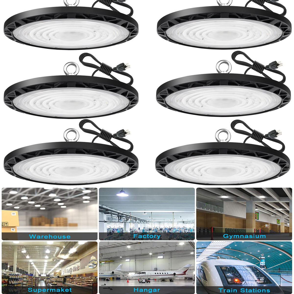 UFO High Bay Shop Light 400W Warehouse Workshop Commercial UFO LED Lights 6Pack